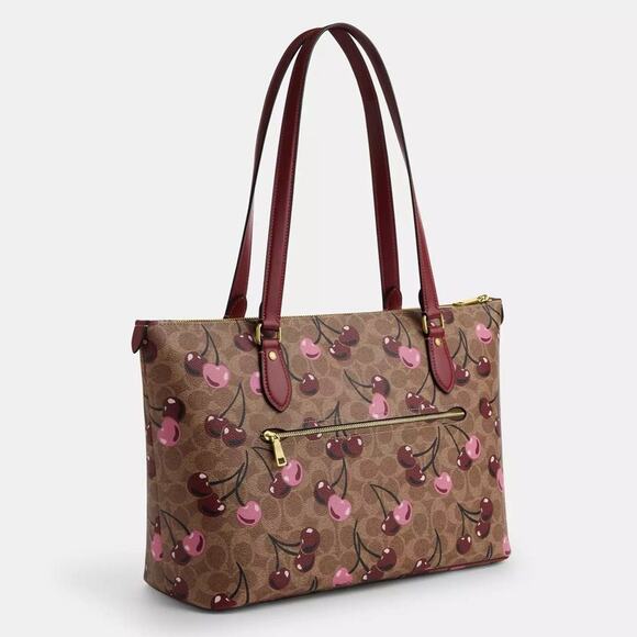 🍒 Gallery Tote Bag In Signature Canvas With Cherry Print - Picture 2 of 11